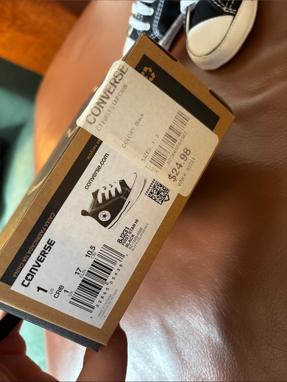 CONVERSE Black Hightop Crib Shoes - Picture 4 of 6